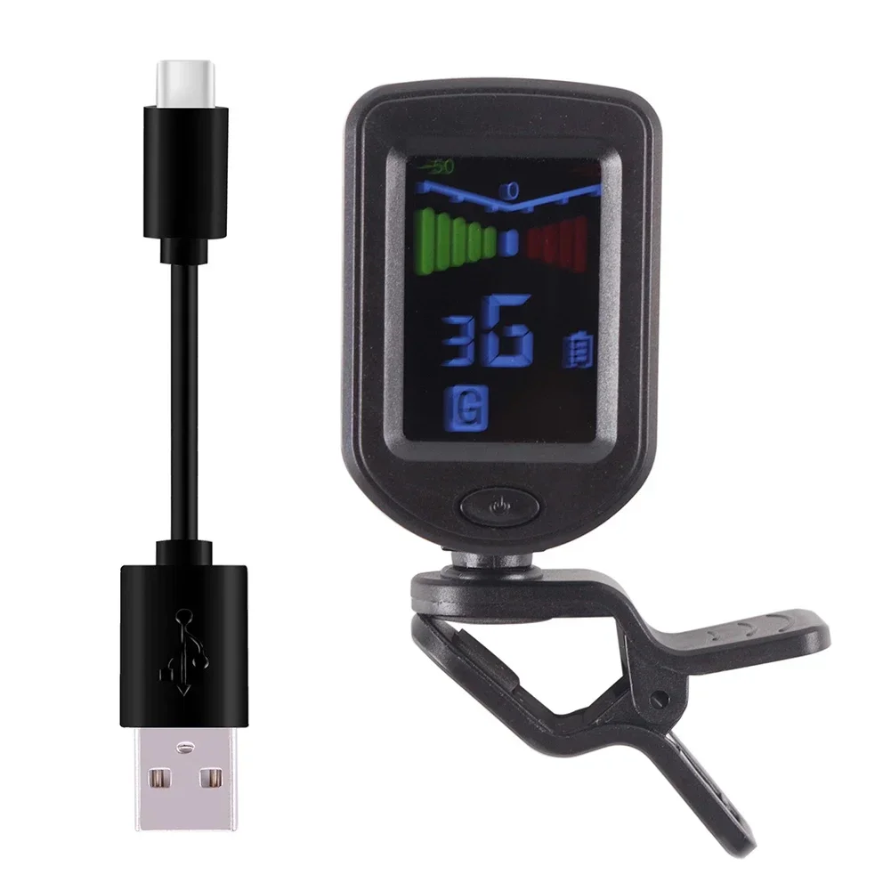 Guitar Tuner Digital Clip-On Tone Tuner For Guitar Bass Ukelele Violin General Rechargeable Tuner Built-In Lcd Color Screen Part