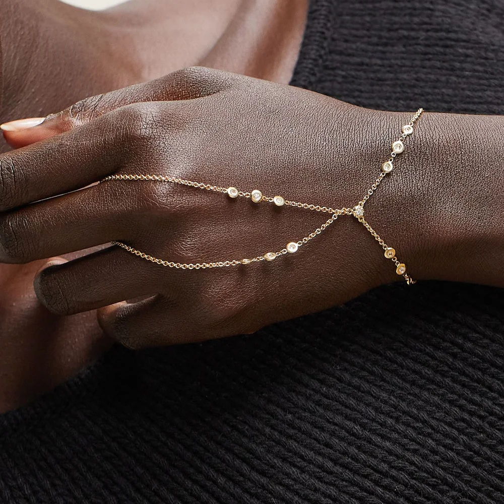 Three Crystal Star On Hand Link New Young Female Accessories Elegant Gifts Women's Jewelry
