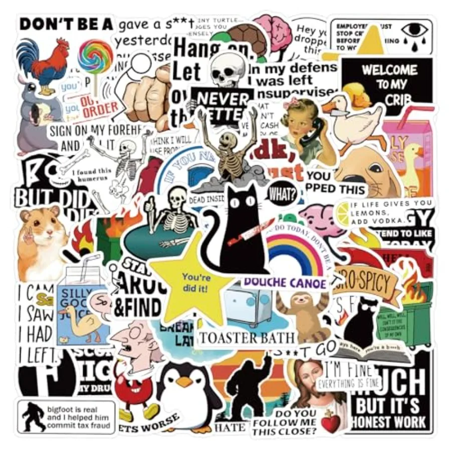 

100pcs Prank Meme Hilarious Sticker Funny Meme Stickers for Adults Pack for Laptop Hard Hat Work Water Bottles Computers Vinyl
