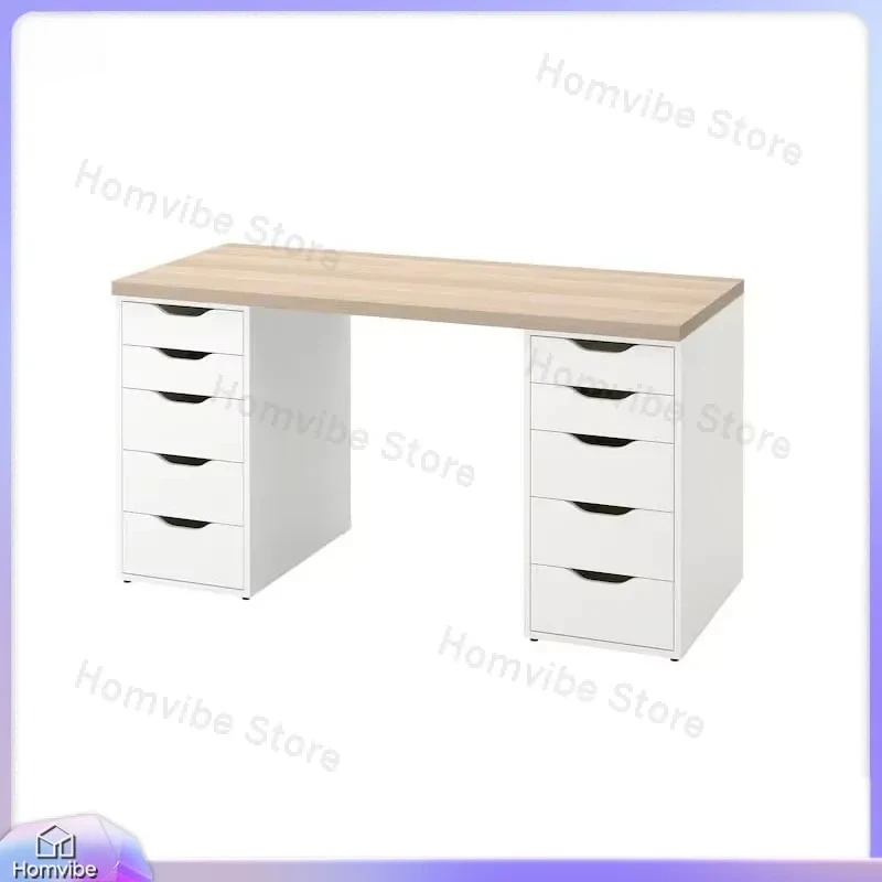 White Wooden Nail Art Table with Drawers Salon Nail Desk for Manicure Pedicure Nail Studio Furniture Table with Storage