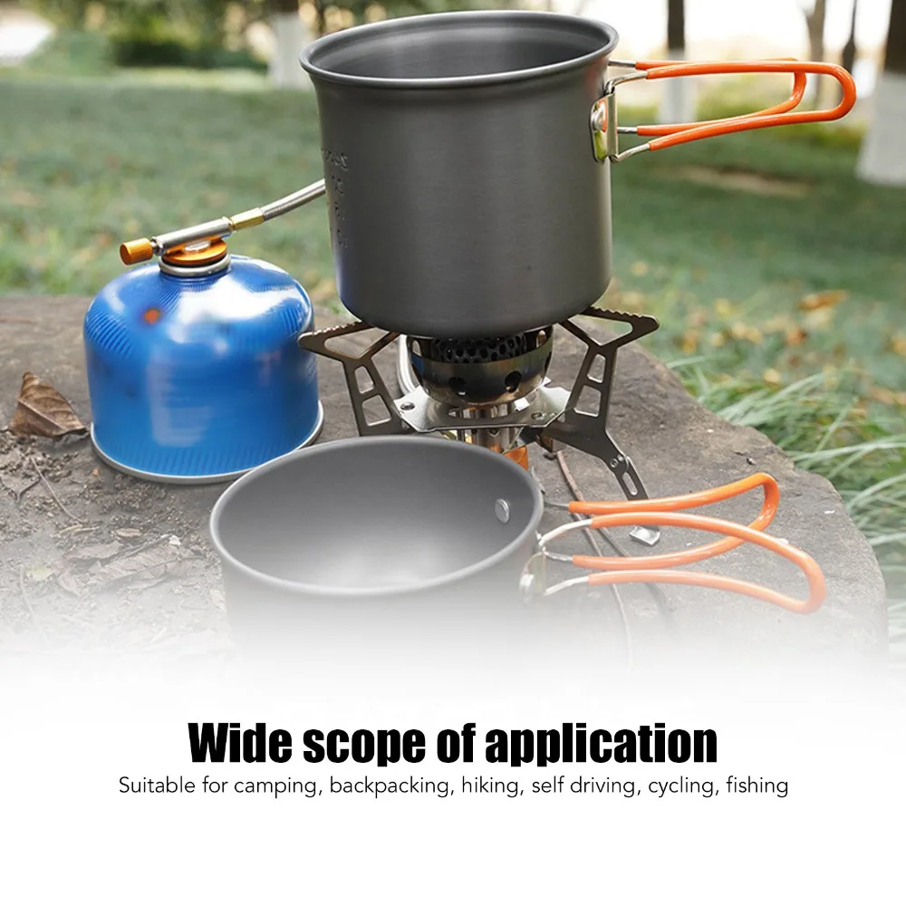 

Alumine Camping Cooking Set High-Efficiency Lightweight Portable Stove Pot Set Portable With Handle Camping Cookware Set Outdoor