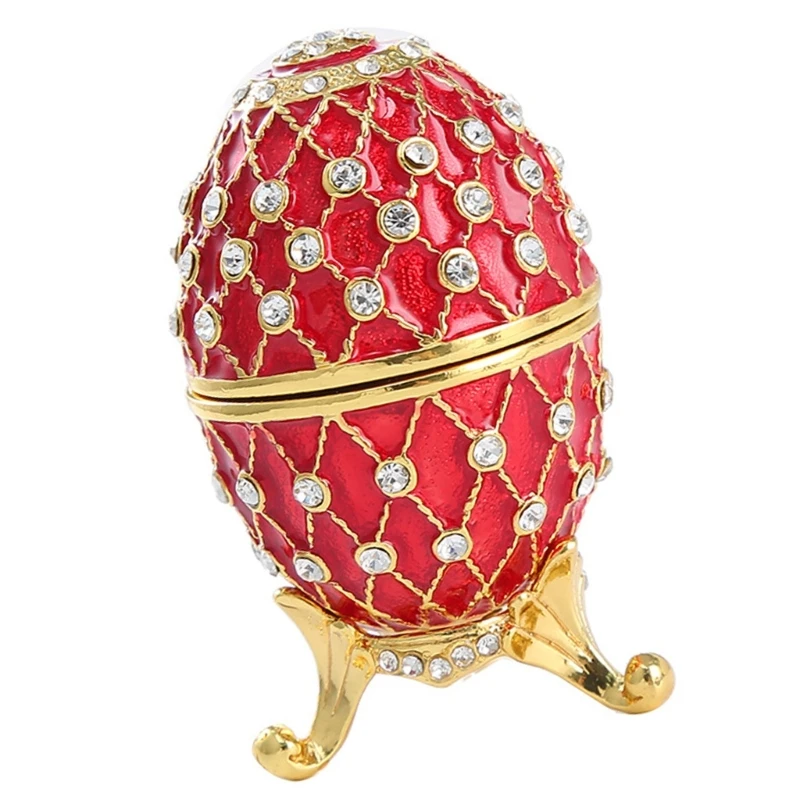 Enamel Easters Eggs Decoration Jewelry Storage Container with Sparkling Crystal