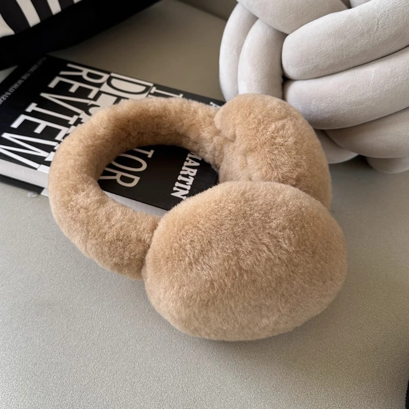 패션 휴대용 귀마개 야외 감기 보호 여성 남성 천연 양모 귀마개 접이식 귀고리 부드러운 플러시 따뜻한 귀마개