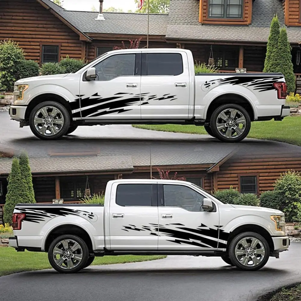 Heavy-Duty Racing Stripes Truck Decals Kit Waterproof Vinyl Bed Mud Splash Tailgate Trim Door Side Decor for Pickup SUV