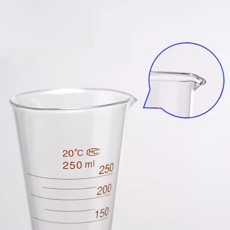 Glass triangular measuring cup conical measuring cylinder with scale 5ml/10ml/20ml/25ml/50ml/100ml/250ml/500ml/1000ml/2000ml