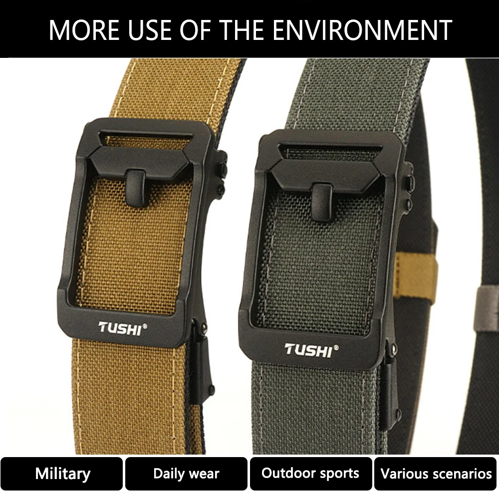 TUSHI New Military Gun Belt for Men Nylon Metal Automatic Buckle Police Duty Belt Tactical Outdoor Girdle IPSC Accessories