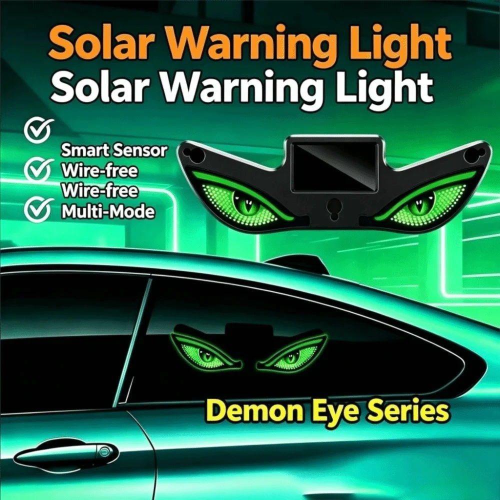 Solar Powered Demon Eye Car Decorative Light Suction Cup Mount DIY Automotive Ambient Light LED Illumination Multicolor