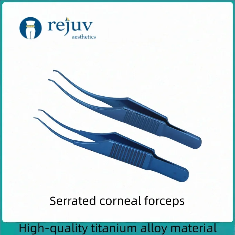 Ophthalmic Microscopic Tooth-Tipped Corneal Forceps for Cosmetic and Plastic Surgery, Titanium Alloy Instruments, Serrated Tip