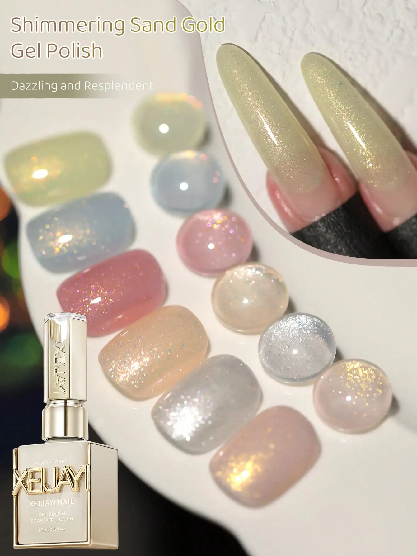 

XEIJAYI 6pcs 15ml Fine Glitter Gel Nail Polish Series Semi Permanent Nail Polish Kit Soak Off Uv Varnish Nail Art