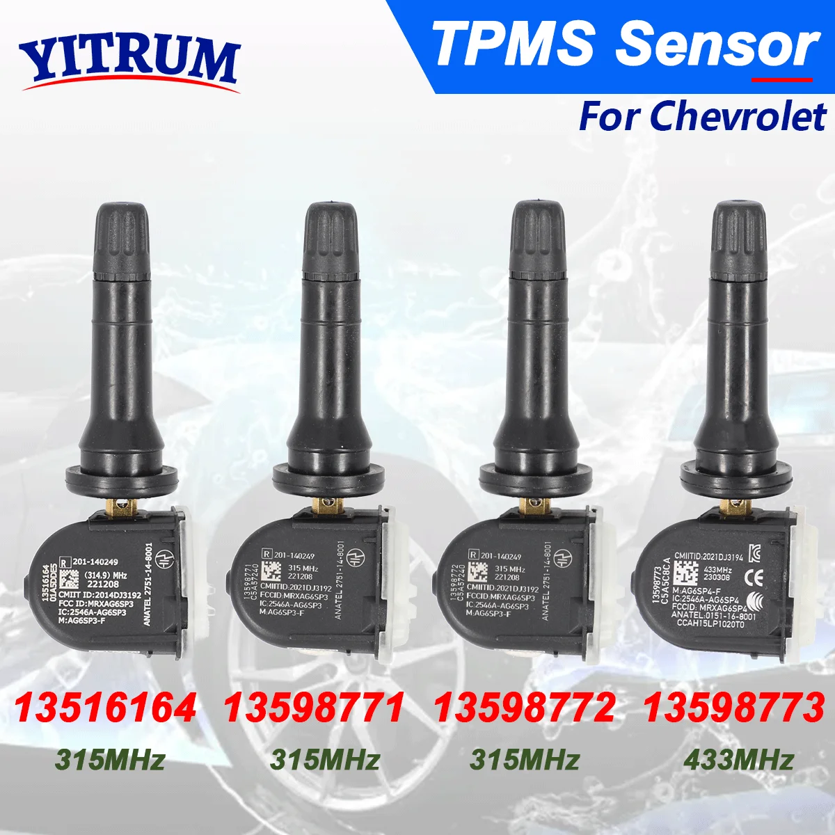 

1/4PCS TPMS Sensor For Chevrolet Blazer Bolt Camaro Malibu Silverado Tahoe Cheyenne Corvette Equinox 13516164 13598771 13598773