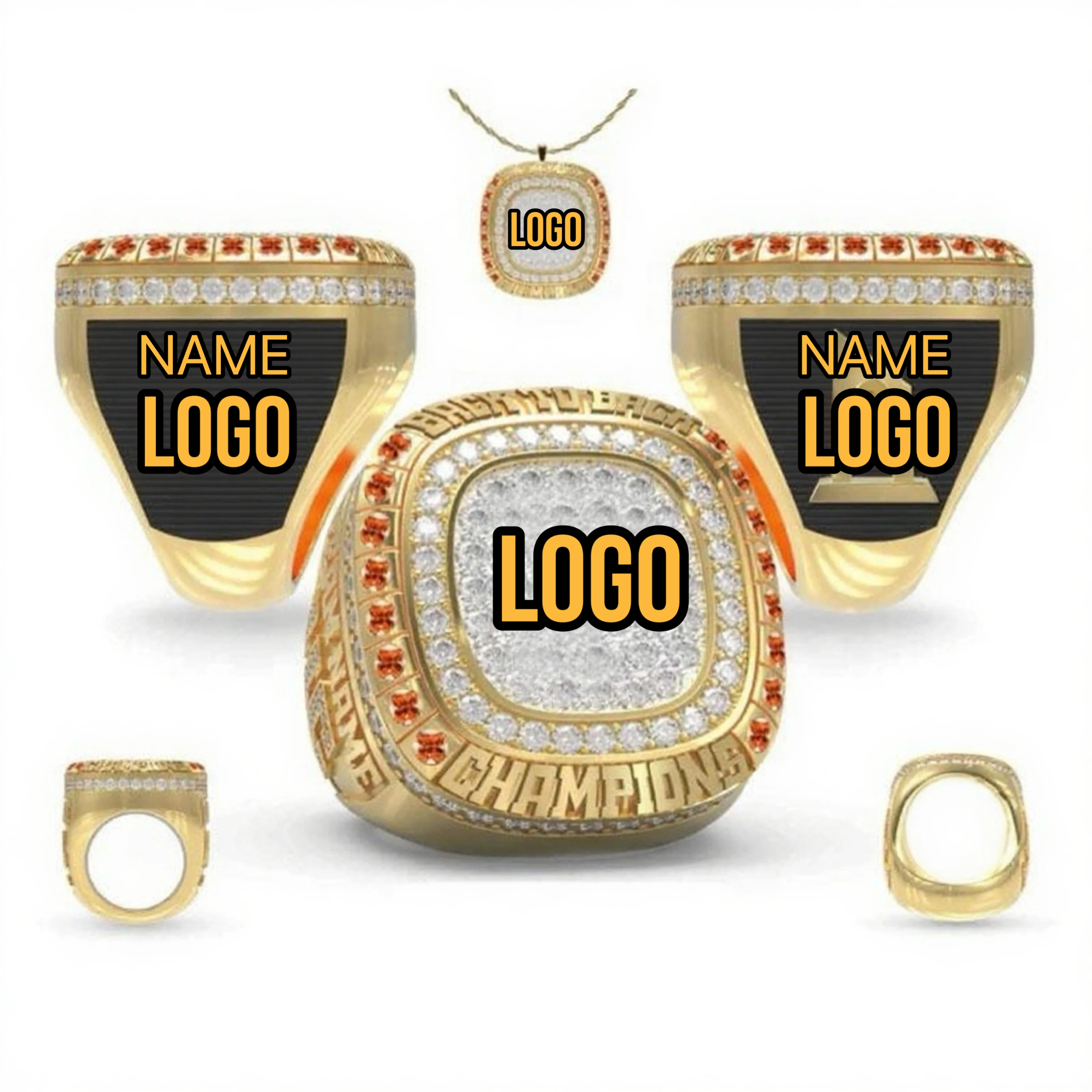 

Customized Gold Sports Championship Ring, Club Commemorative Ring, Company Team Prize Ring, Personalized Design for Men's Gift