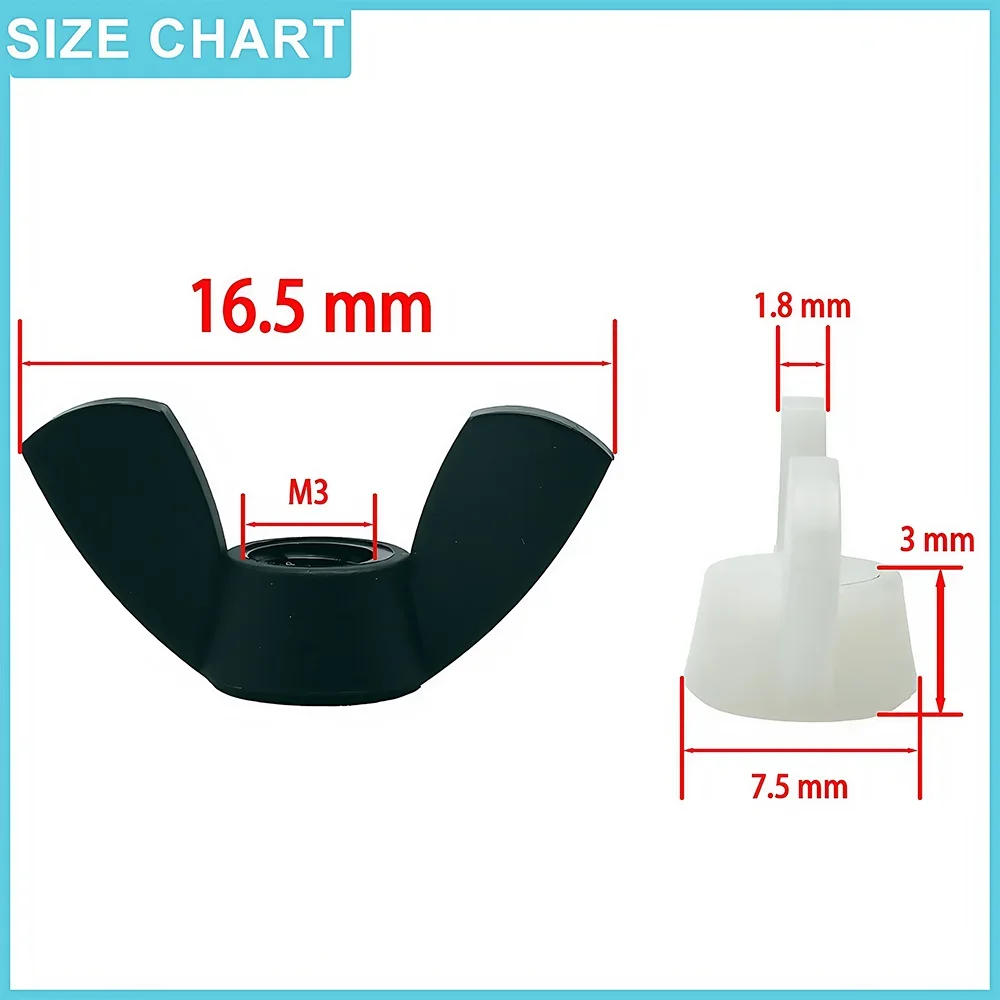 20-100Pcs Nylon Wing Nut M3 M4 M5 M6 M8 M10 M12 Black/White Hand Tighten Thumbnut Butterfly Nut insulation Plastic Thumb nut