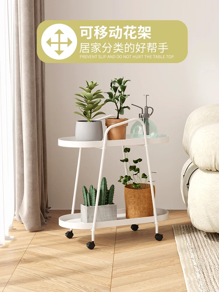 

Movable flower stand with wheel storage rack, balcony flower stand, living room floor standing succulent flower pot stand