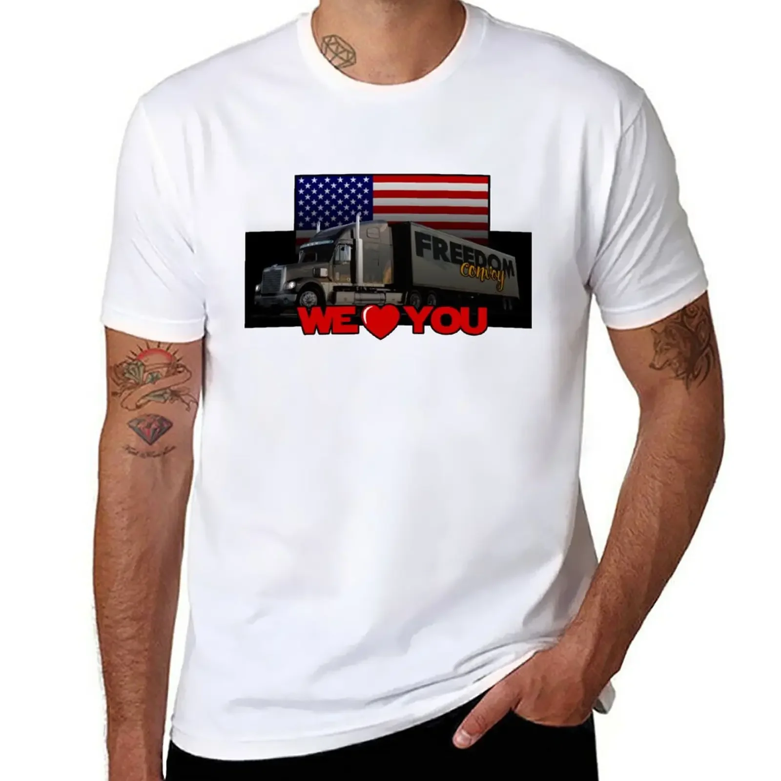 FREEDOM CONVOY - AMERICA - WE LOVE YOU T-Shirt shirts graphic tees Short sleeve tee mens champion t shirts