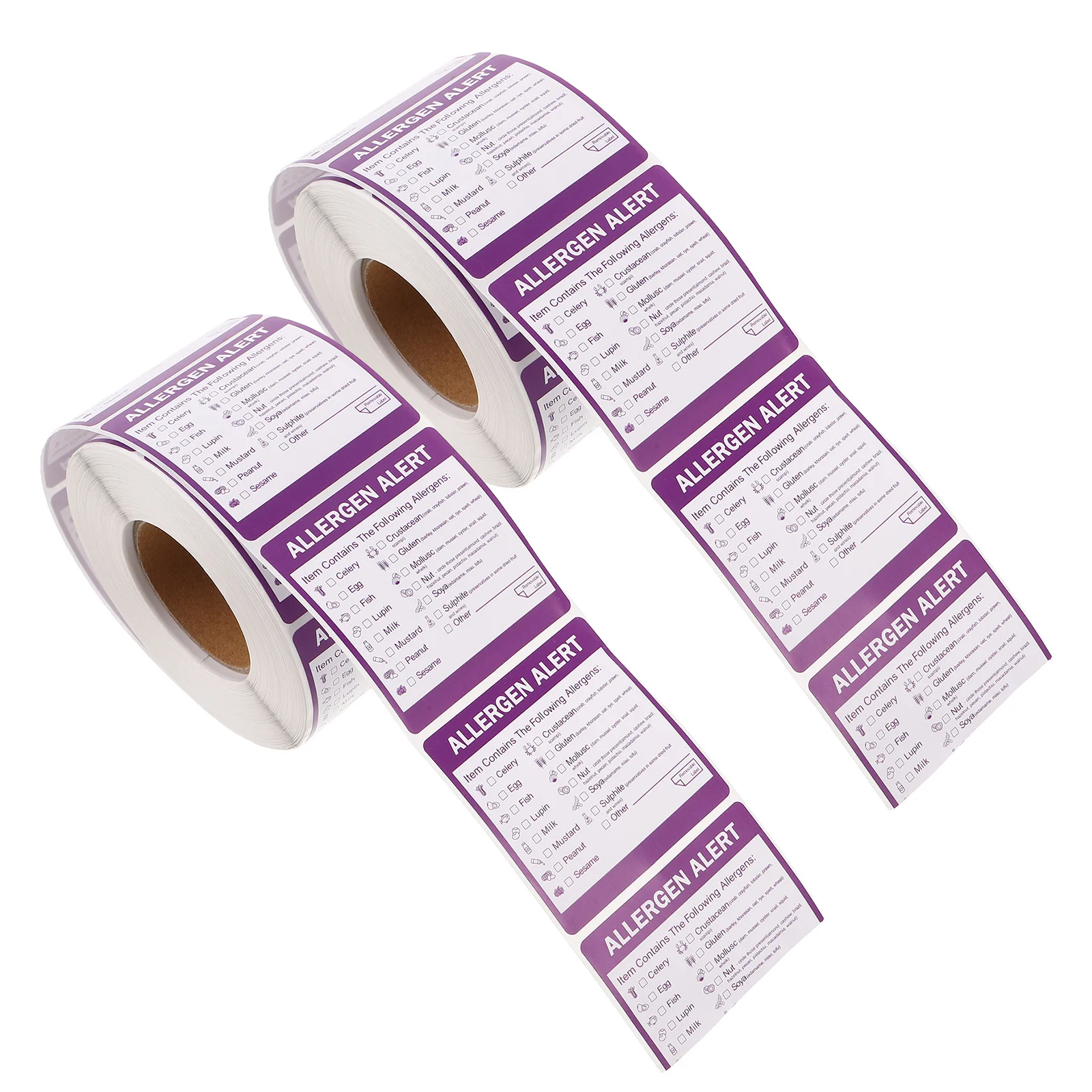 

2pcs 2 Rolls 2 Inch Allergen Warning Label Stickers Removable Food Labels For Commercial Kitchens Catering Outlets