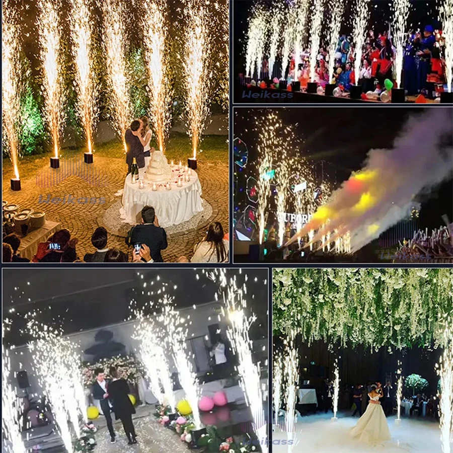 Weikass Electronic Cold Spark Machine Black/White/Golden Ti Powder Dmx Stage Effect 600W The Wedding Party Disco Dj Bar