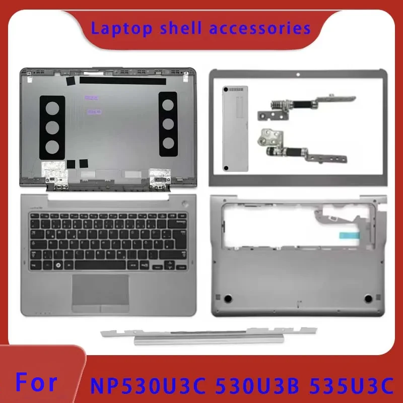 New OEM Suitable for NP530U3C NP535U3C NP530U3B Laptop LCD Screen Back Cover, Front Panel Palm Rest Bottom Cover Hinge