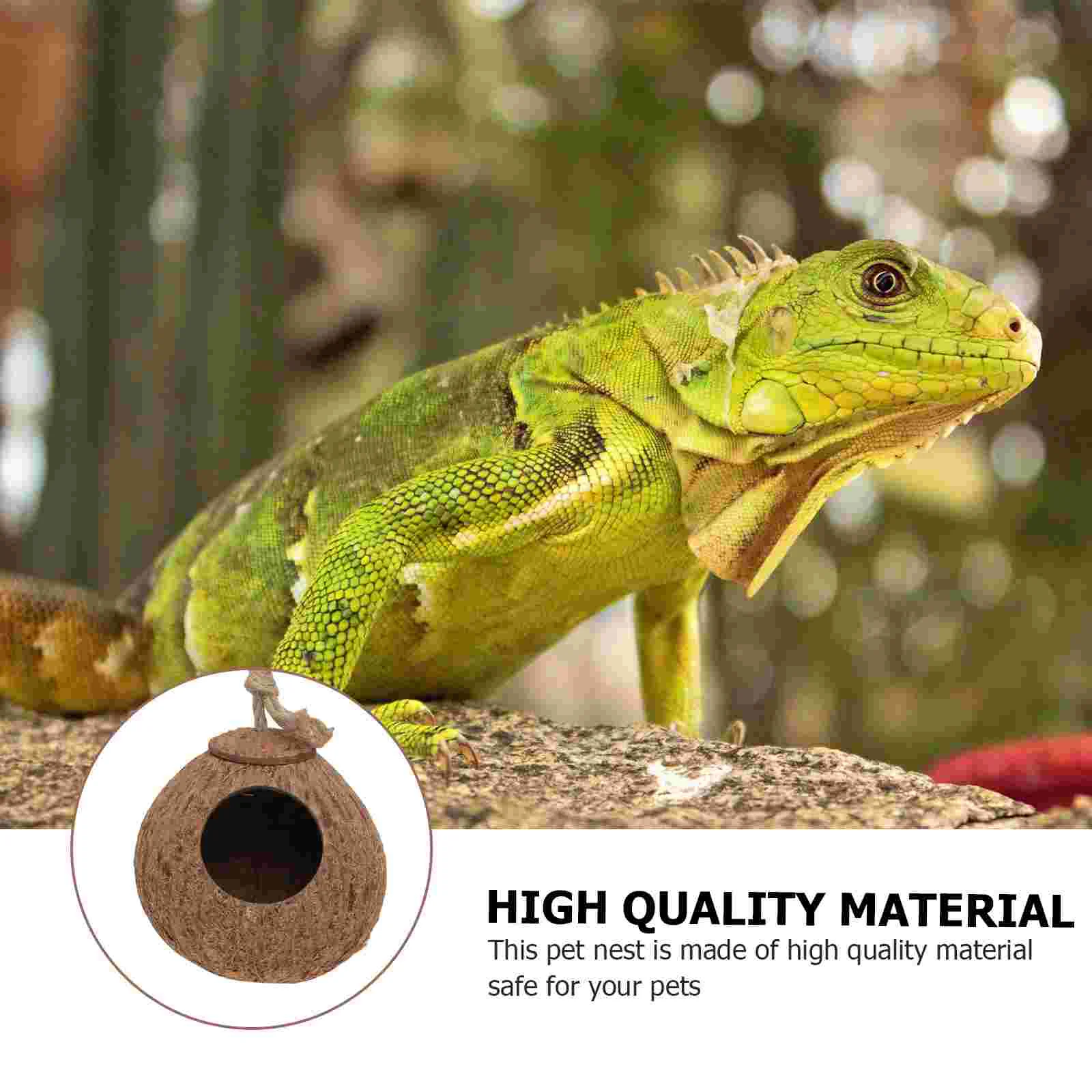 Coconut Shell Nest Vine Set Pet Sleeping Bed Reptiles Hideout Lizard Bird Toys Artificial Hanging House Rope Baby