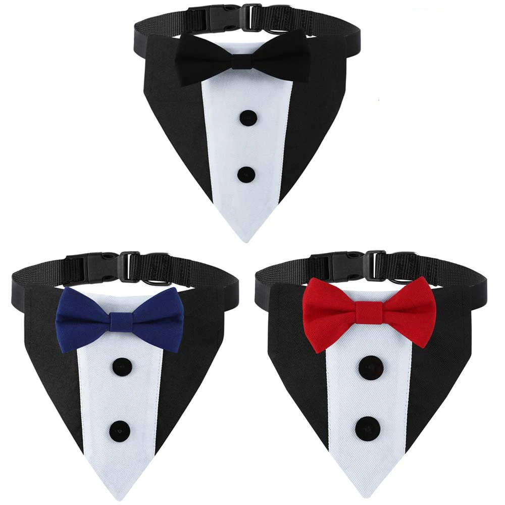 Sucado Brand Pet Wedding Suit Bib Dog Collar Adjustable with Bow Tie Bandana for Engagement Party Costume Clothes