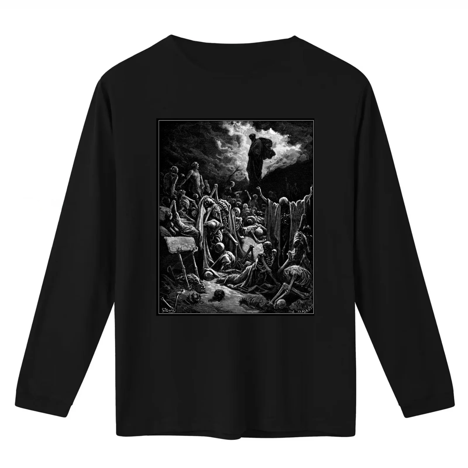 The Vision of The Valley of The Dry Bones - Gustave Doré T-Shirt Summer Casual Cotton Tee Oversized Streetwear Tops