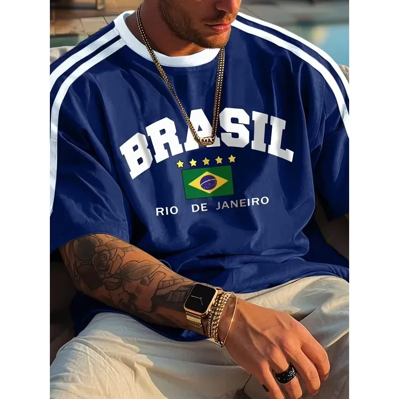 Shorts Comfortable Breathable Casual 2026 Retro Brasil Rio de Janeiro T Shirt Men Women Oversized Brazil Flag Print