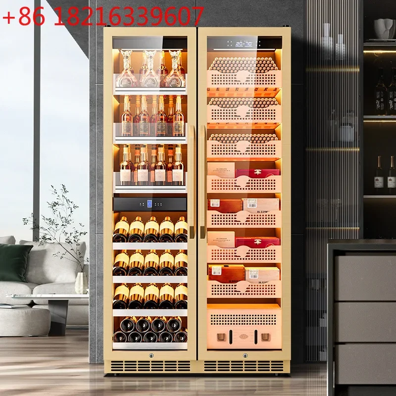 Gabinete humidificador de madera de cedro TAO Precise con control constante de temperatura y humedad, purificación de agua por iones de amoníaco y doble puerta.