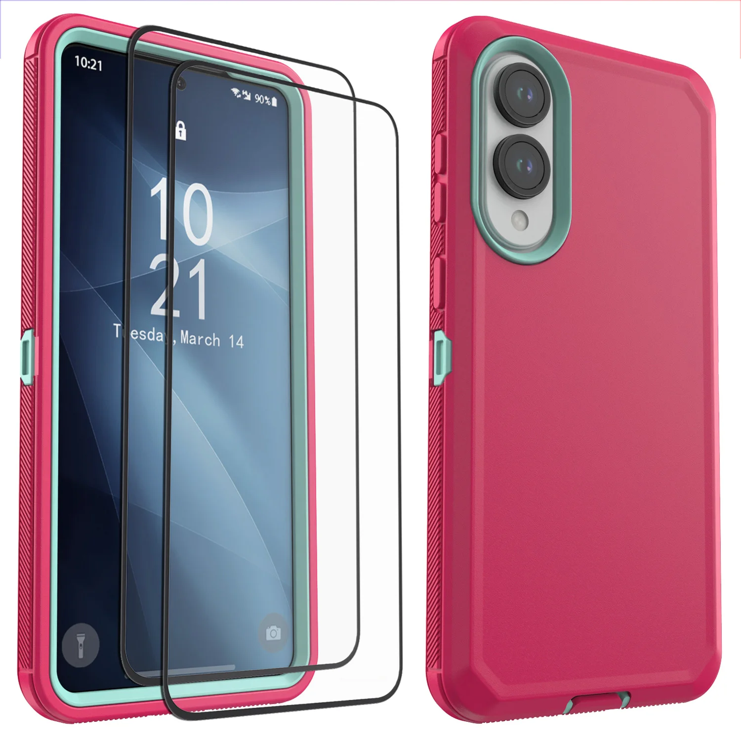 

Розовый чехол для Samsung Galaxy S25 Edge, сверхпрочный противоударный прочный чехол с 2 шт., прозрачная защитная пленка из закаленного стекла