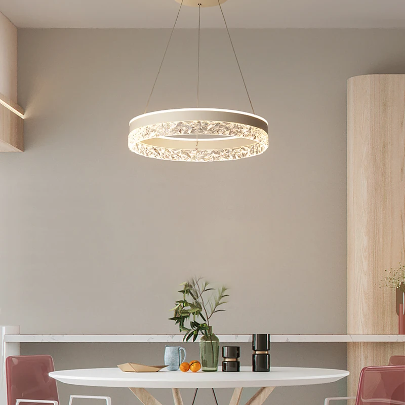 Modern Round Ring LED Chandelier Remote Control Pendant Lamps For Living Dining Room Kitchen Island Bedroom Design Hanging Light