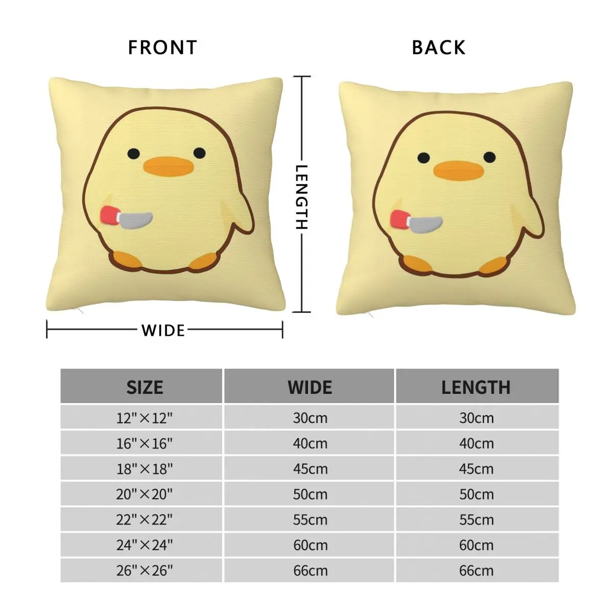Yellow Duck With Knife Square Pillowcase Polyester Linen Velvet Pattern Zip Decorative Throw Pillow Case Sofa Cushion Cover 18