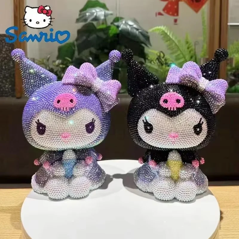 Figure Sanrio Cartoon Kuromi Diy Piggy Bank Diy Diamond Stick Kawaii Figurine Girl Diy Model Hello Kitty Statue Doll Piggy Bank