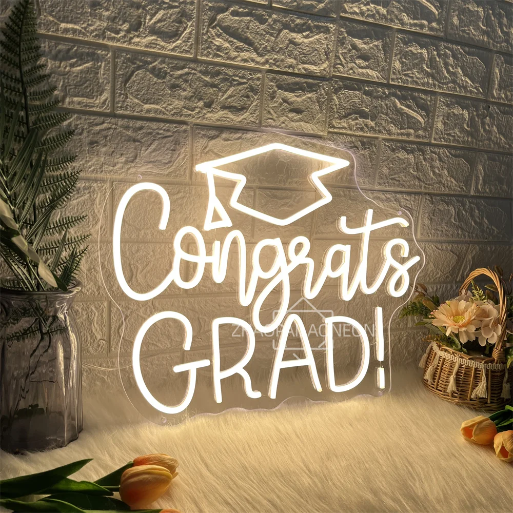 2025 Congrats Grad Led Neon Sign Wall Hanging Room Decor Graduation Ceremony LED Neon Signs For Party Bar Graduates Neon Lights