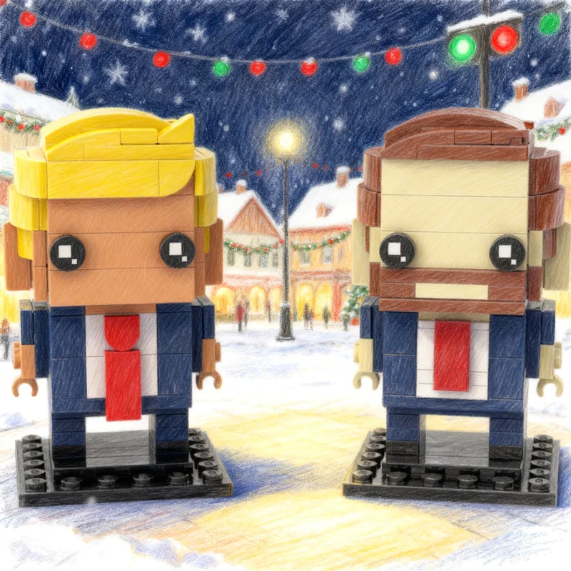 259pcs MOC Donald Trump & JD Vance BrickHeadz Model Building Blocks Architecture Toy Christmas Gift Art Creative Birthday 3D