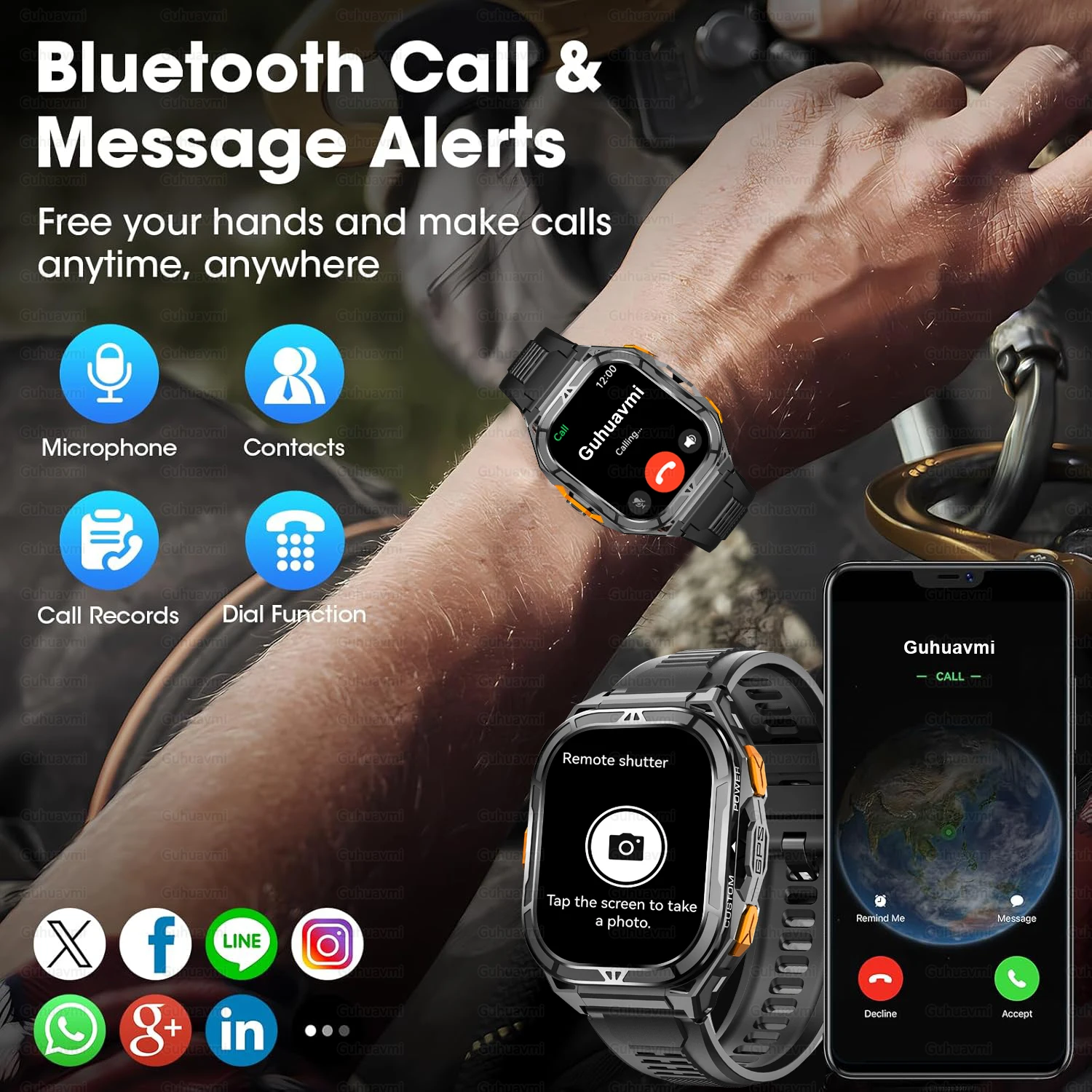 2025 novos homens militares T-REX3 gps esportes relógio inteligente 1.96 polegadas tela amoled 10atm à prova dwaterproof água bússola bluetooth chamada smartwatches