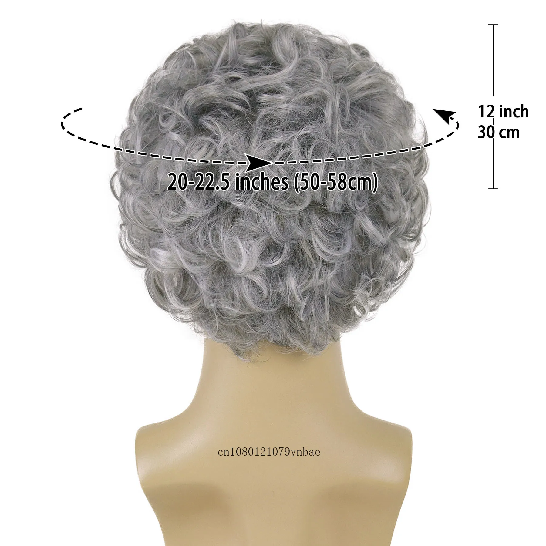 Synthetic Hair Short Dark Grey Wigs for Men Male Fluffy Curly Old Man Wig with Bangs Grandfather Gifts Daddy Wig Daily Cosplay