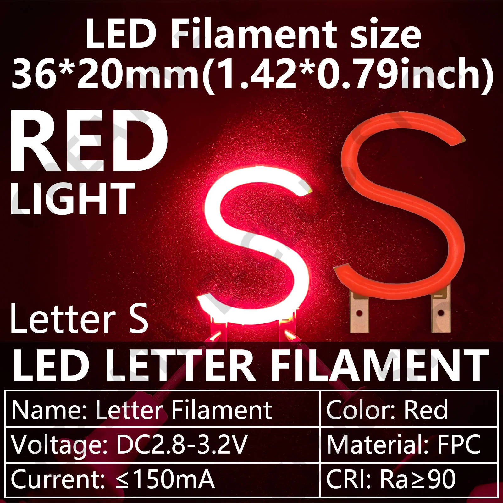 DC3V LED Filament Red Light Romantic Creative Letter NOPQRSTUVWXYZ DIY for Christmas Holiday Party Light Bulb Diode Accessories