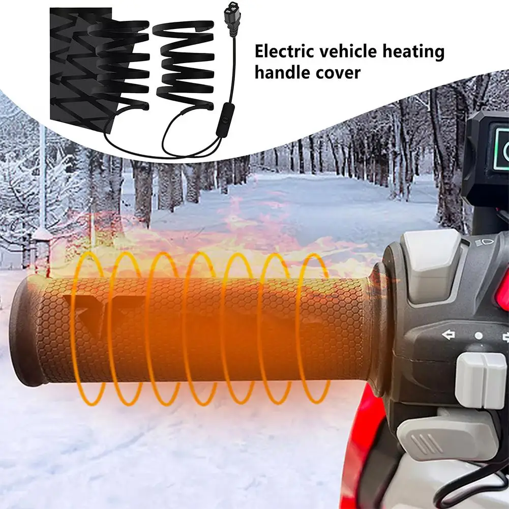 Heated Motorcycle Grips Electric Heated Handle Heating Warmer Grip Control Cover Grips Winter Handlebar 3-gear Cold-proof S Y9f9