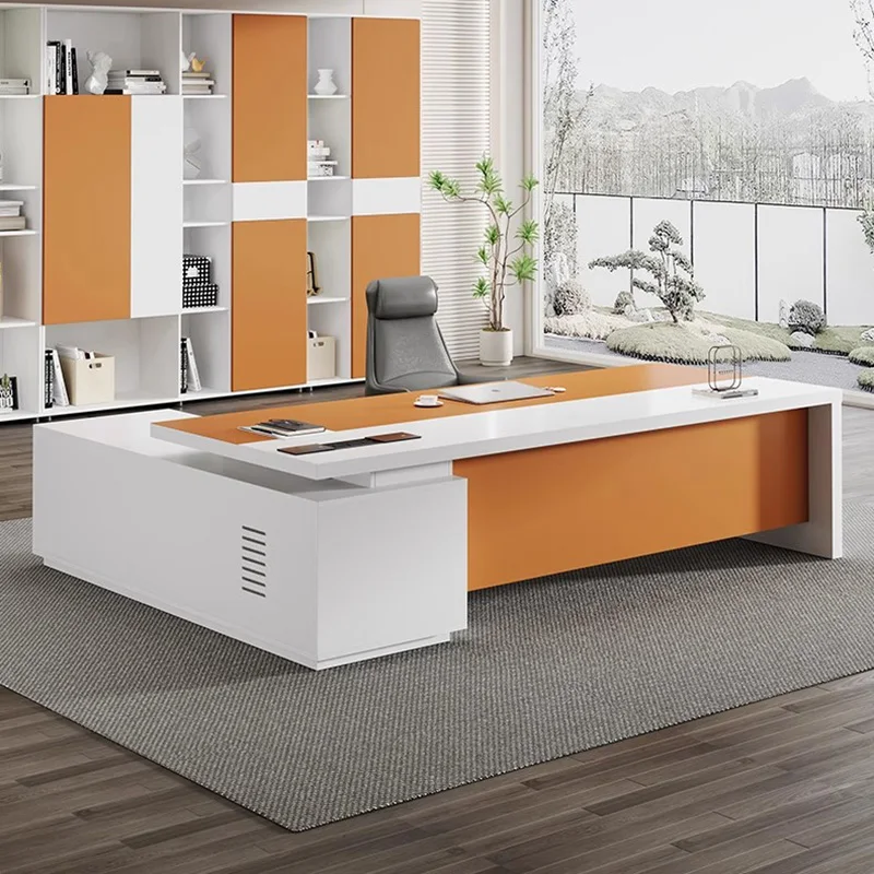Nordic Simple Office Desk France Style Creativity Designer L Shape Desk Aesthetic Room Office Furniture Escritorio Trabajo FYOD