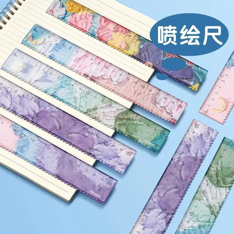 1pcs Straight ruler with wavy lines, elementary school students' grid ruler, multifunctional special for children