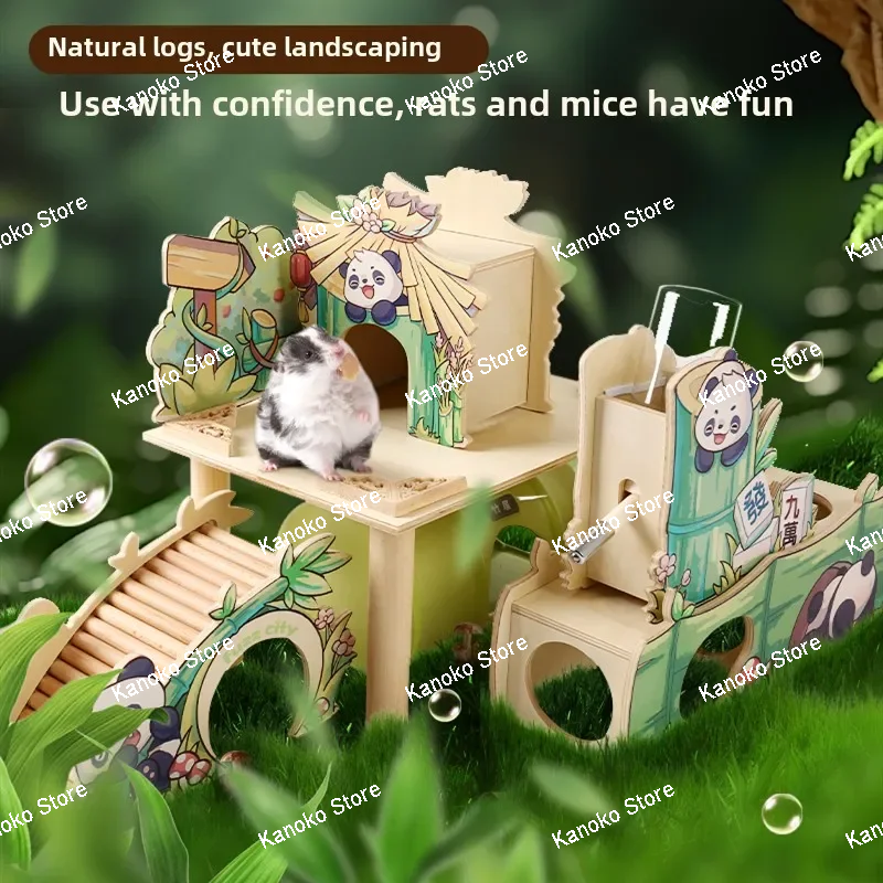 

Панда бамбуковая серия деревянный домик для хомяка клетка для маленьких животных принадлежности для ландшафтного дизайна аксессуары для крыс бурундук дом для мыши