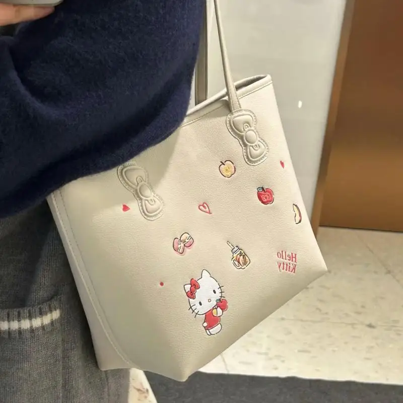 سانريو مرحبا كيتي حقيبة التخزين حقيبة مستحضرات التجميل حقيبة تسوق لطيف موضة أنيمي الكرتون Kawaii الحرم الجامعي السفر في الهواء الطلق المحمولة