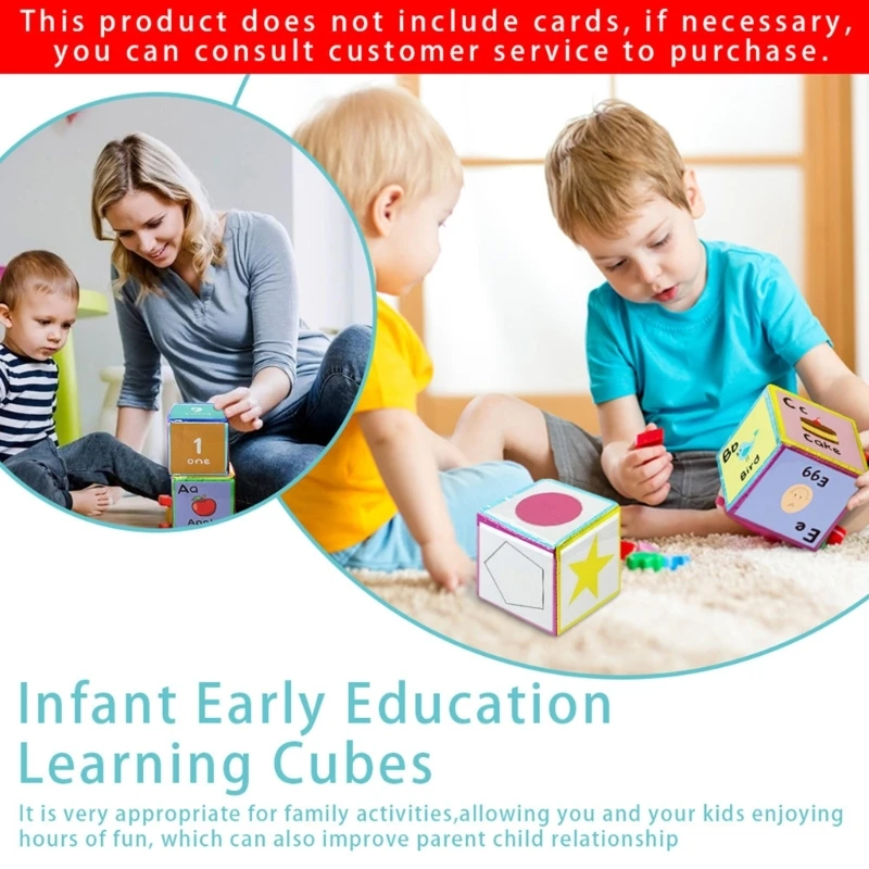 Learning Cubes Pocket Classroom Dices DIY Education Playing Game Dices Teaching Stacking Blocks with 6Pcs Clear Pocket