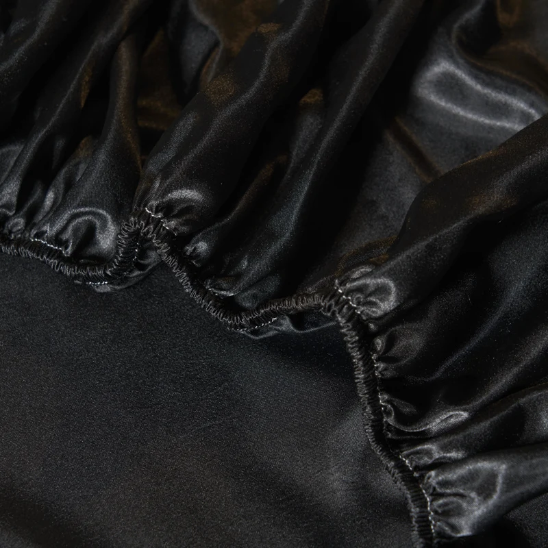 1/3Pc Satin Fitted Sheet Solid Colour Single Twin Full Queen King Ice Silk Mattress Cover Natural With Elastic Band Bed Sheet