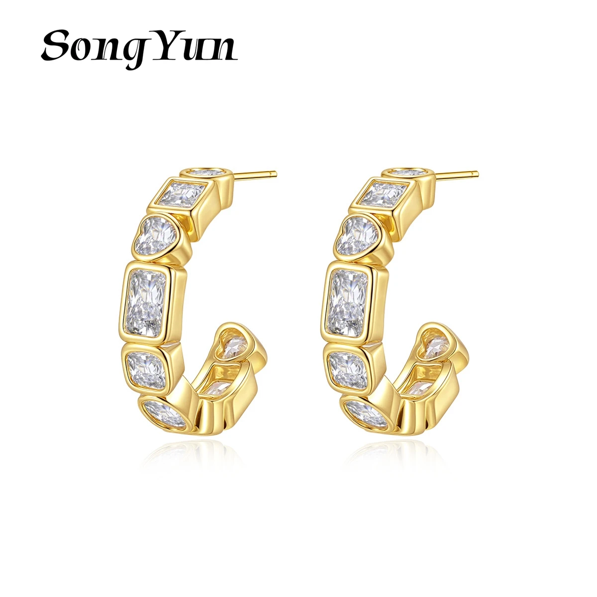 

SongYun Jewelry MHT Quality Brass Stud Earrings Dangle CZ 7A Zircon Anniversary Gift Cocktail Party Women Earring Jewelry