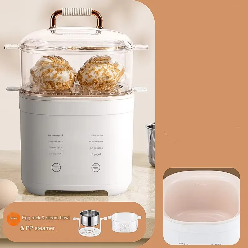 Multi-function New Kitchen Double Layers Electric Egg Boiler Holder  Rapid Egg Cooker  24-hour Reservation  Egg Steamer
