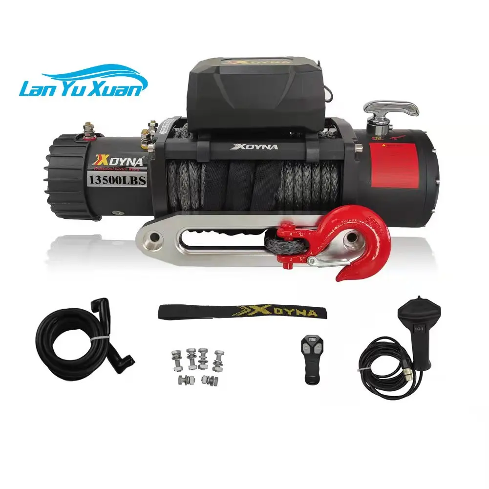 Xdyna 12V Synthetic Rope Electric Winch 13500lb Load Capacity For Off Road waterproof