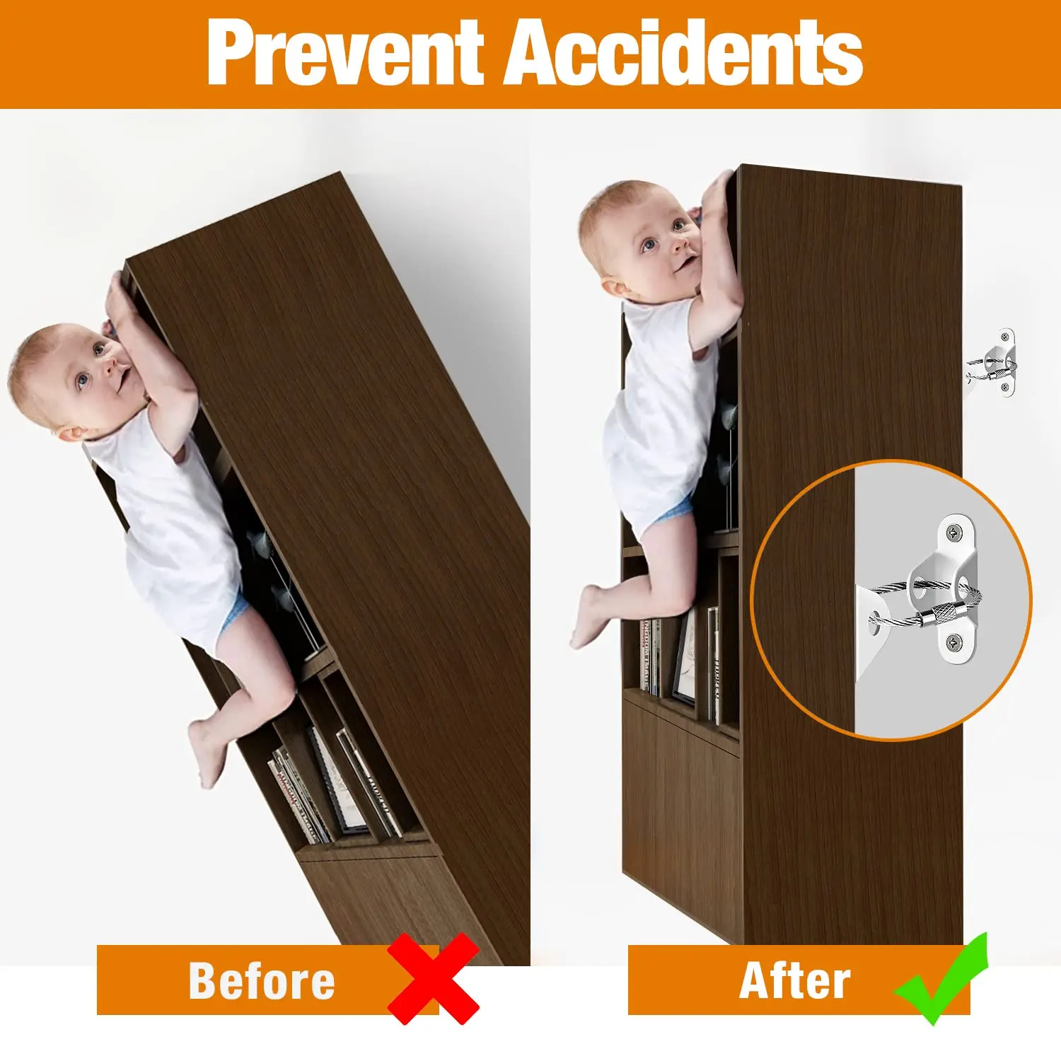 Anti-Baby Tilt Furniture Anchor, Shock-Absorbing Strap, Suitable for Furniture Fasteners in Cabinets, Wardrobes, and Bookshelves