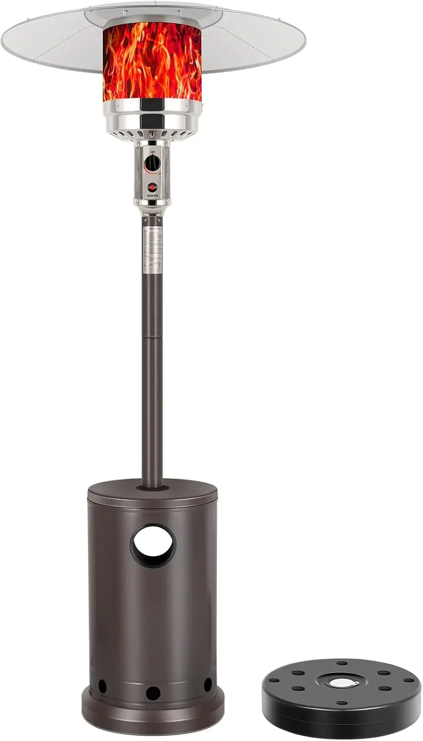 50,000 BTU Patio Heater with Sand Box, Table Design, Double-Layer Stainless Steel Burner, Wheels, Tip-over Protection System