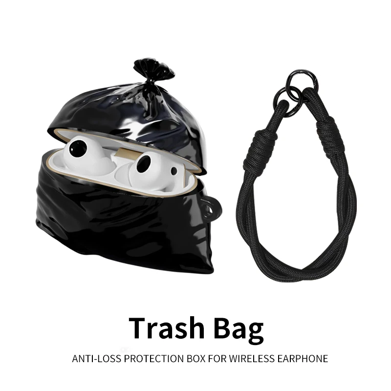 3D Cute Funny Garbage Bag Wireless Bluetooth Headset Cases for Apple Airpods 1 2 3 Pro 4 2024 Protection Headphones Cover Case