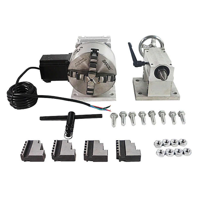 

Задняя бабка поворотной оси, 4-я ось с 4-кулачковым патроном 80 мм для фрезерного станка с ЧПУ по дереву и металлу