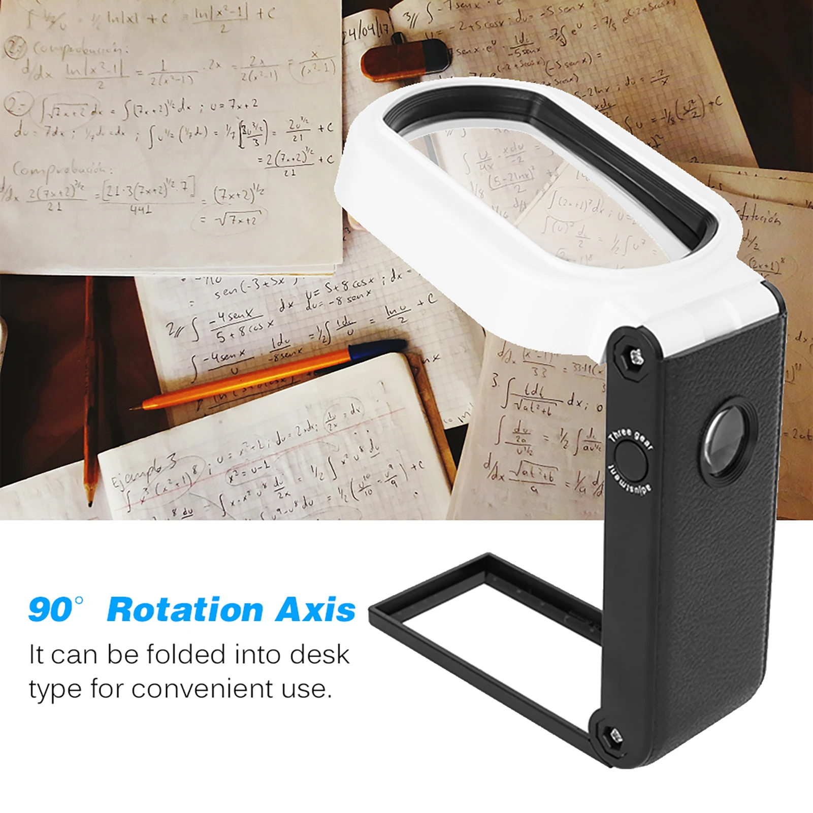 

Ручная лупа, многофункциональное увеличительное стекло, 10X/25X, регулируемое увеличение, складное квадратное зеркало для чтения с 6 светодиодами